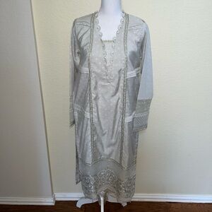 Cotton Chanderi 3-Piece Threads & Motifs Pant Suit - New